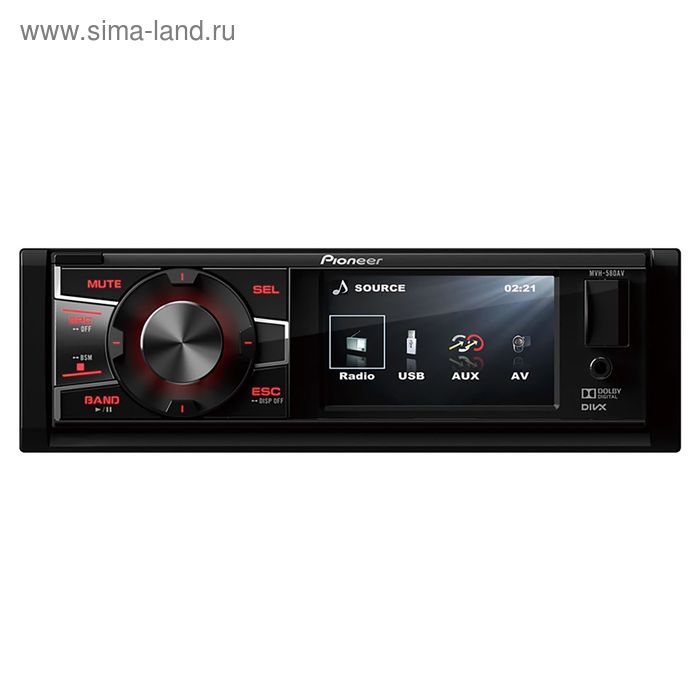 Автомагнитола Pioneer MVH-580AV 1DIN 4x50Вт - Фото 1