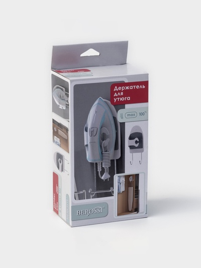 Держатель для утюга BEROSSI, пластик, 26×14.5×9 см. серый