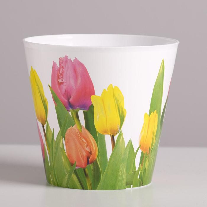 Кашпо для цветов «Тюльпаны», 0.8 л, 11×12 см - Фото 1