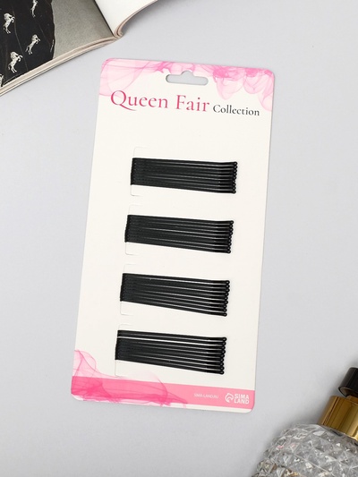 Невидимки для волос QF «Гладкие», набор 36 шт., 6 см, чёрные