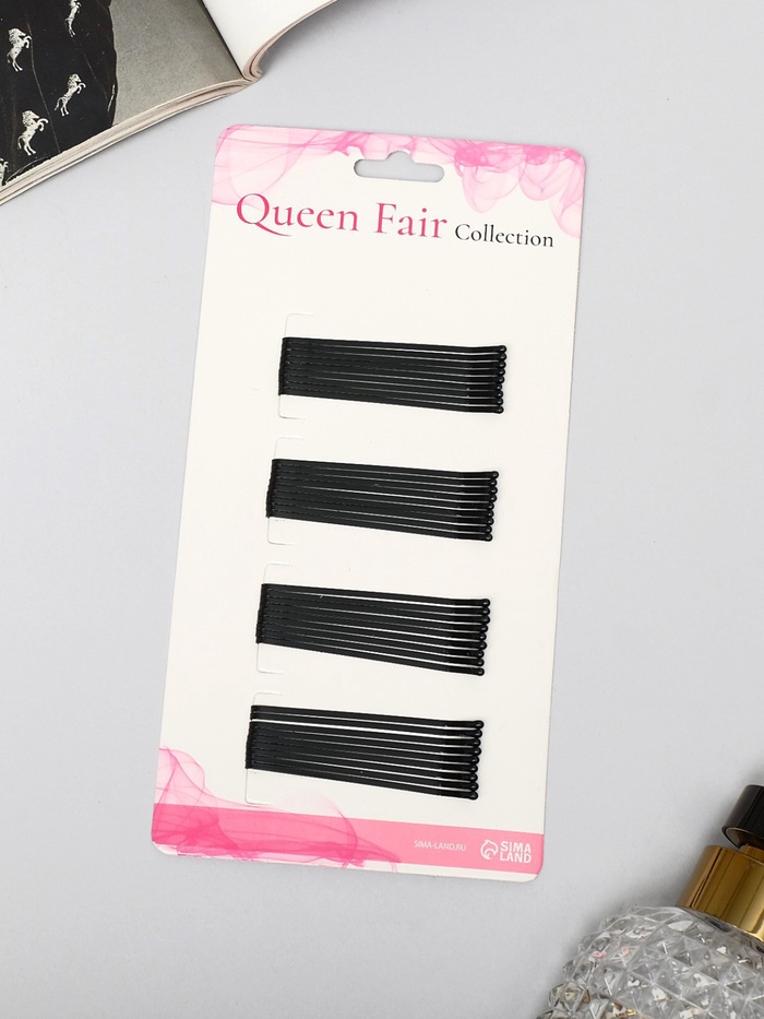 Невидимки для волос QF «Гладкие», набор 36 шт., 6 см, чёрные - Фото 1