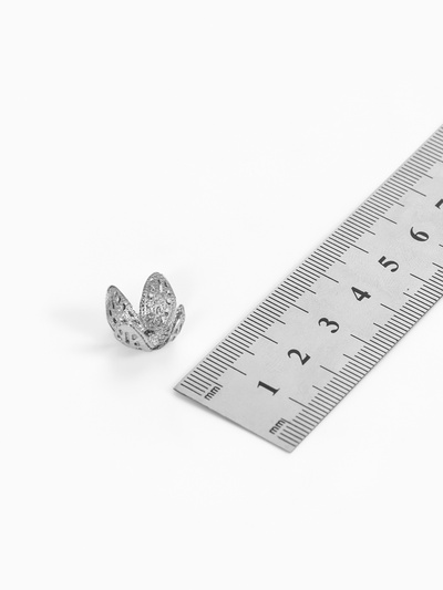 Шапочки для бусин (набор 10 шт.), СМ-051-1, 14×14×7 мм, цвет серебро