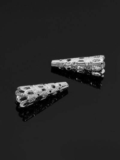 Шапочки для бусин (набор 10 шт.), СМ-103-1, 22×9 мм, цвет серебро