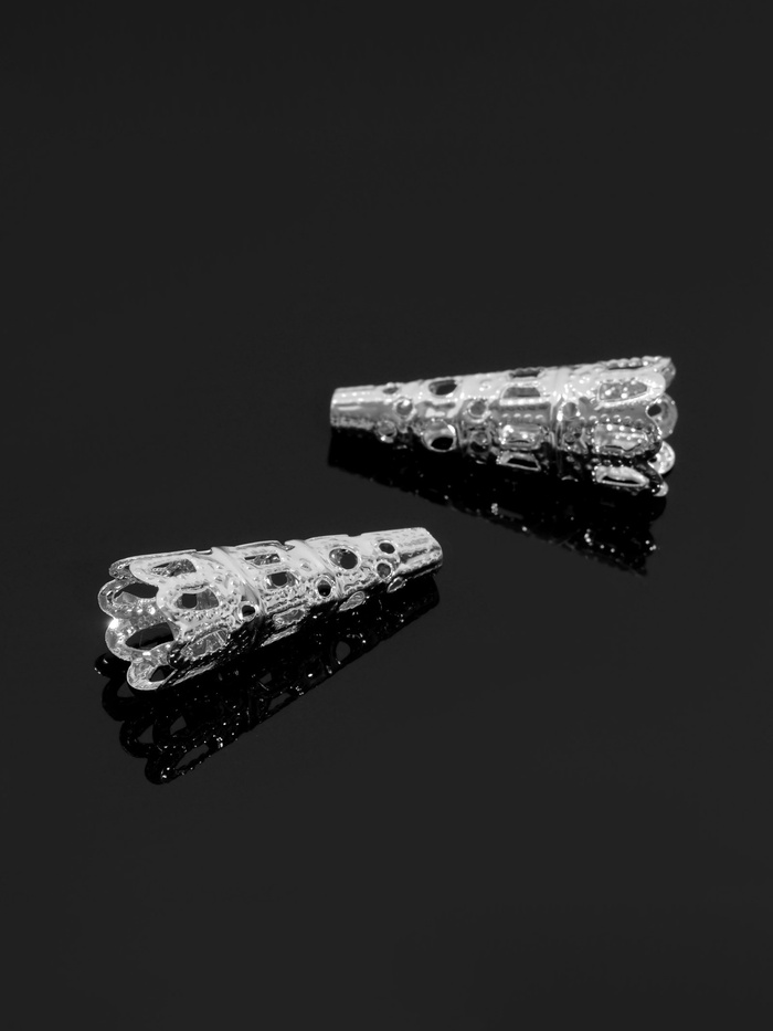 Шапочки для бусин (набор 10 шт.), СМ-103-1, 22×9 мм, цвет серебро - Фото 1