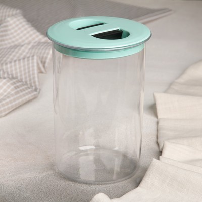 Банка для сыпучих продуктов, круглая 1 л, прозрачная, крышка МИКС