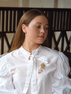 Булавка «Цветок» ажурная композиция, 8 см, белая в золоте - Фото 2