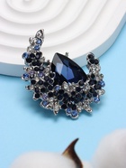 Брошь «Императрица» полумесяц, бело-синяя в серебре - Фото 2