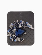 Брошь «Императрица» полумесяц, бело-синяя в серебре - Фото 5