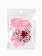 Брошь «Императрица» полумесяц, бело-красная в серебре - Фото 7