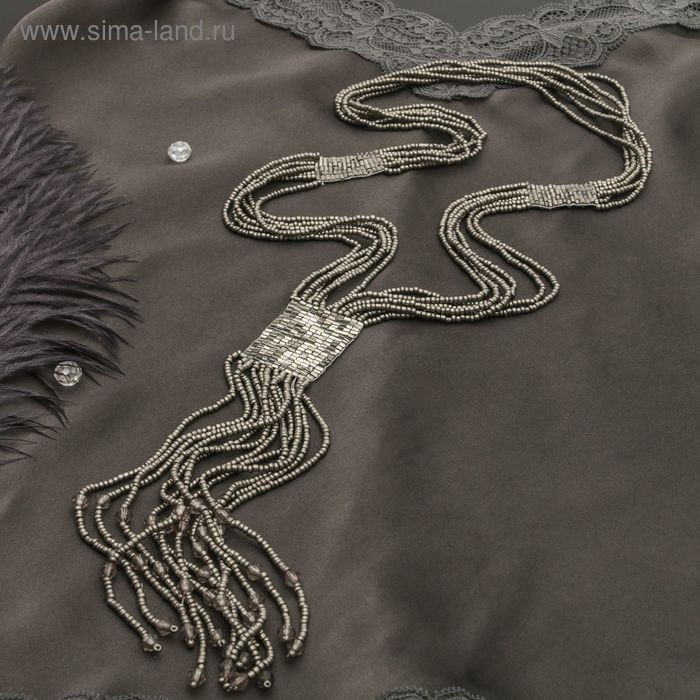 Колье «Водопад» бисер, цвет серый, L=60 см - Фото 1