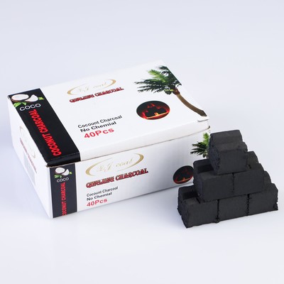 Уголь для кальяна кокосовый QINGJING CHARCOAL, 40 кубиков, 11 х 14 см