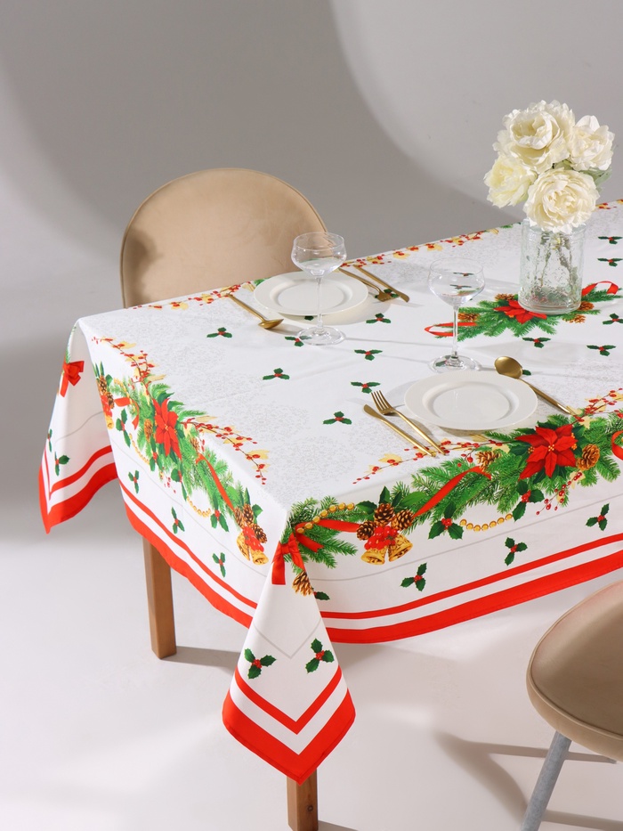 Скатерть новогодняя «Этель. Рождественский балл», 150×220 см, 100% хлопок