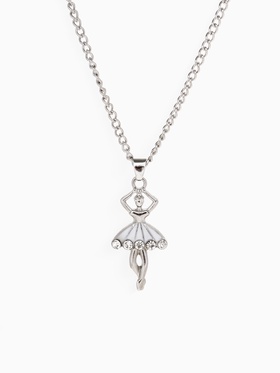 Кулон «Балерина» в юбке, белый в серебре, 45 см 1507361
