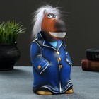 Копилка "Конь в пальто" 10х11х22см, синий - фото 8499194