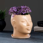 Горшок - органайзер "Голова" бежевый, 1,3 л / 16х16х14см - Фото 2