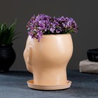 Горшок - органайзер "Голова" бежевый, 1,3 л / 16х16х14см - Фото 4