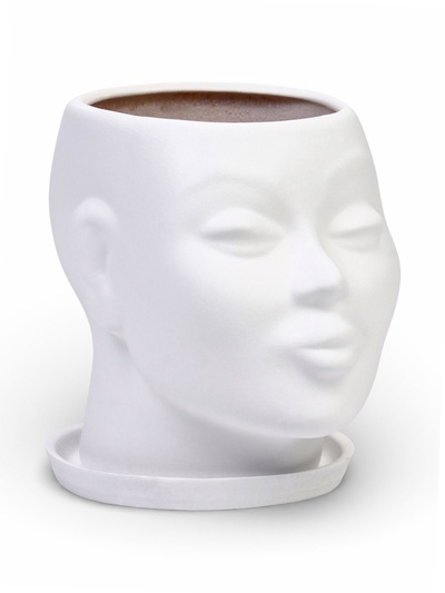Декоративный горшок для цветов «Голова», керамический, 1.3 л, 16×16×14 см, белый