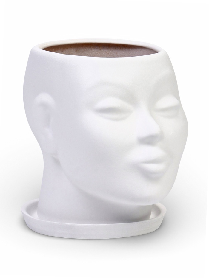 Декоративный горшок для цветов «Голова», керамический, 1.3 л, 16×16×14 см, белый - Фото 1
