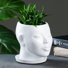 Декоративный горшок для цветов «Голова», керамический, 1.3 л, 16×16×14 см, белый - Фото 2