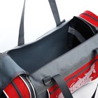 Сумка спортивная на молнии, с увеличением, 3 наружных кармана, длинный ремень, цвет серый/красный - фото 9891488