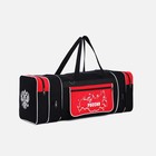 Сумка дорожная на молнии, с увеличением, 3 наружных кармана, длинный ремень, цвет чёрный/красный - Фото 3