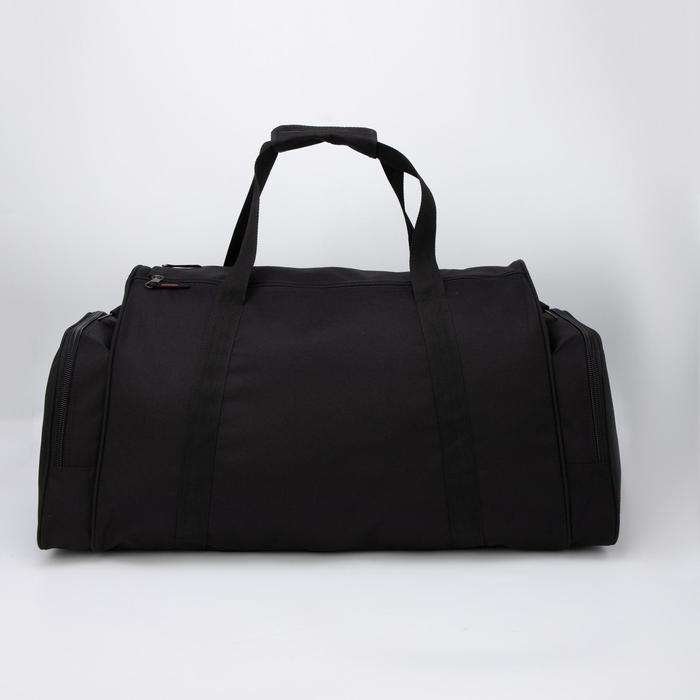 Сумка спортивная на молнии, 3 наружных кармана, длинный ремень, большой размер, цвет чёрный