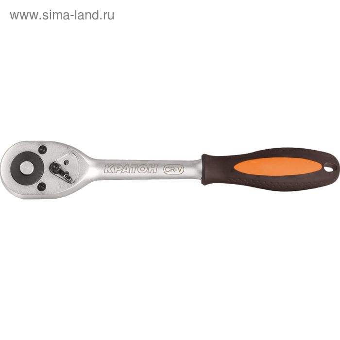 Рукоятка реверсивная с обрезиненной ручкой Кратон 3/8" 200 мм (24T) - Фото 1