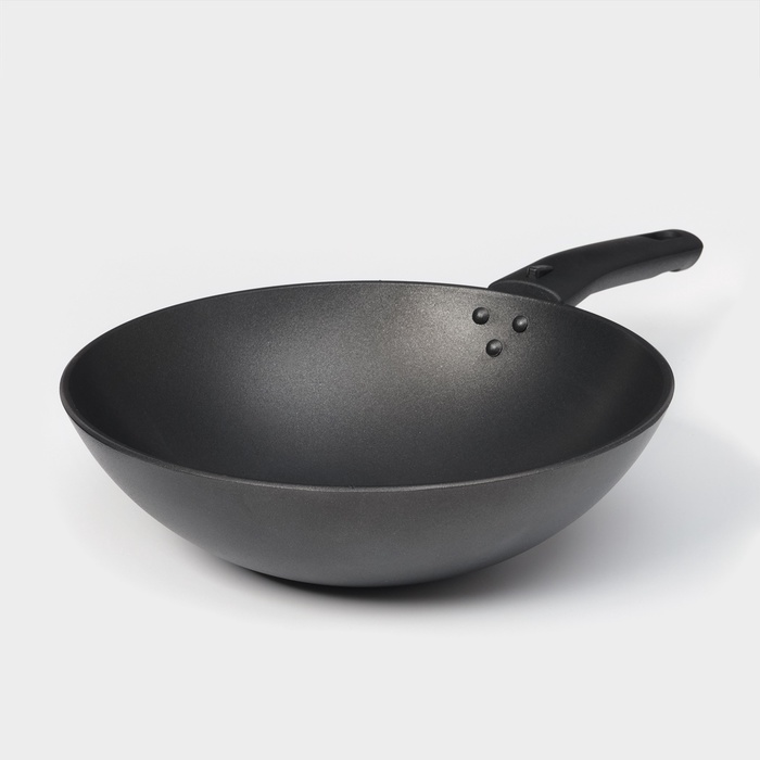 Сковорода-вок, d=24 см, съёмная ручка, антипригарное покрытие, алюминий, чёрная - Фото 1