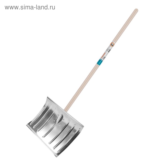 Лопата пластиковая «Снежок», 430 × 350 мм,с металлической планкой, деревянный черенок - Фото 1