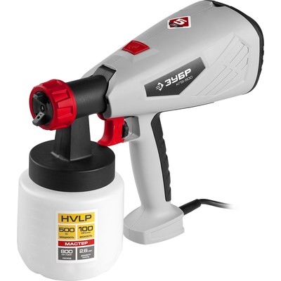 Краскопульт «ЗУБР» КПЭ-500, электрический, 500 Вт, 0.8 л, 0-800 мл/мин, 100 DIN/сек