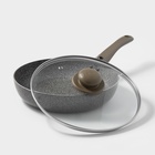 Сковорода Onyx, d=24 см, съёмная ручка, стеклянная крышка, антипригарное покрытие, алюминий, серая - Фото 2