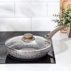 Сковорода Onyx, d=24 см, съёмная ручка, стеклянная крышка, антипригарное покрытие, алюминий, серая - Фото 8