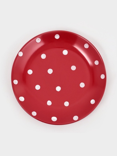 Тарелка Доляна «Красный горох», d=21 см, керамика, красная