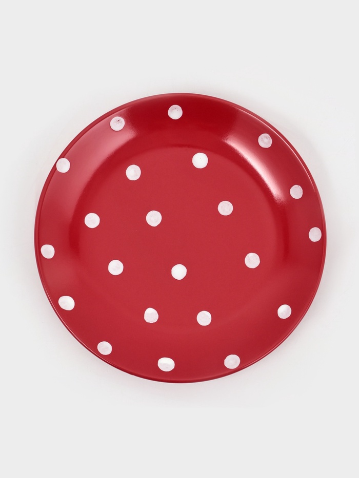 Тарелка Доляна «Красный горох», d=21 см, керамика, красная - Фото 1