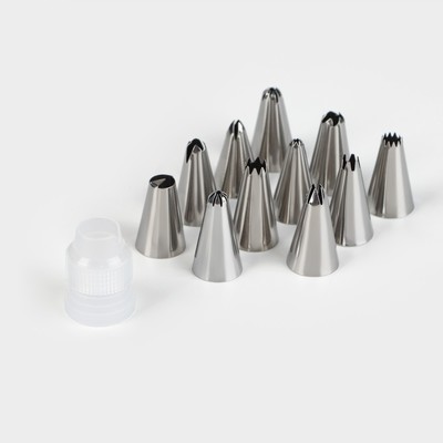 Набор насадок кондитерских Доляна, d=1.8 см, 12 шт., адаптер, насадки МИКС