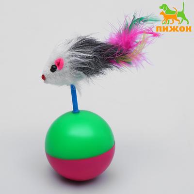 Игрушка-неваляшка "Мышь на шаре", микс цветов