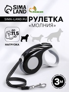 Рулетка «Молния», 3 м, до 11.5 кг, чёрная - Фото 1