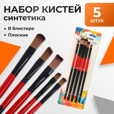 Набор кистей для рисования, нейлон, 5 штук, Calligrata, плоские, международный размер
