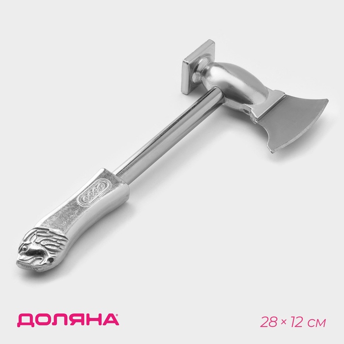 Молоток для мяса с топориком Доляна, 28 см, серебристый - Фото 1