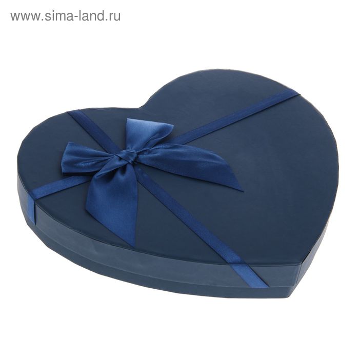Коробка подарочная сердце для конфет 26*23*3,5 см, цвет синий - Фото 1
