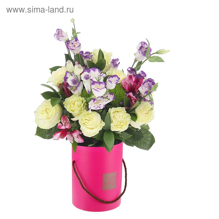 Коробка со шнурком 14 х 14 х 18 см, розовый - Фото 1