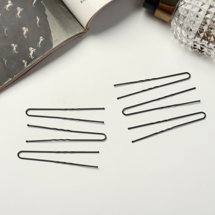 Шпильки для волос «Народная», 7 см, набор 10 шт., чёрные - Фото 1