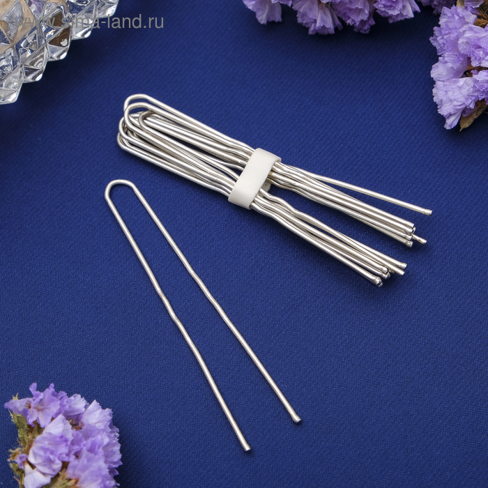 Шпильки для волос «Обыкновенные», 6.3 см, набор 10 шт., хром - Фото 1