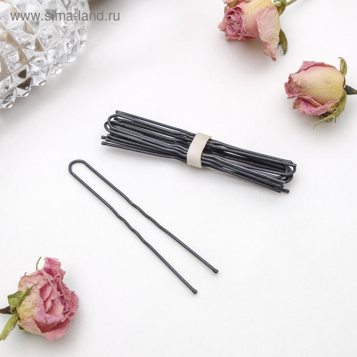 Шпильки для волос «Обыкновенные», 6.3 см, набор 10 шт., чёрные - Фото 1