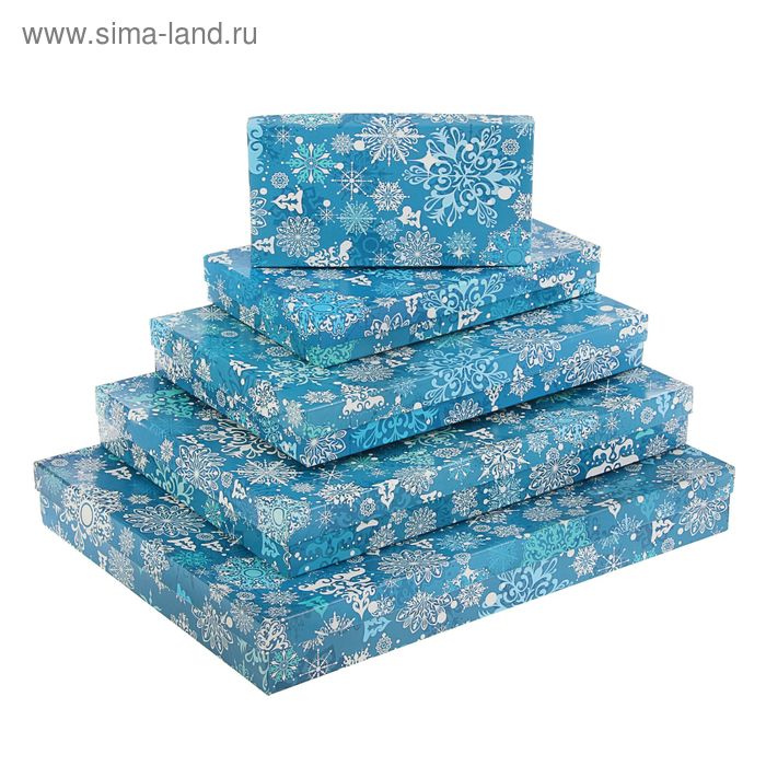 Набор коробок 5 в 1 "Снежинки на синем" - Фото 1