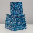 Набор коробок 5в1 "Снежинки на синем" 34 х 34 х 9 - 26 х 26 х 5 см - Фото 1