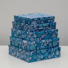 Набор коробок 5в1 "Снежинки на синем" 34 х 34 х 9 - 26 х 26 х 5 см - Фото 2