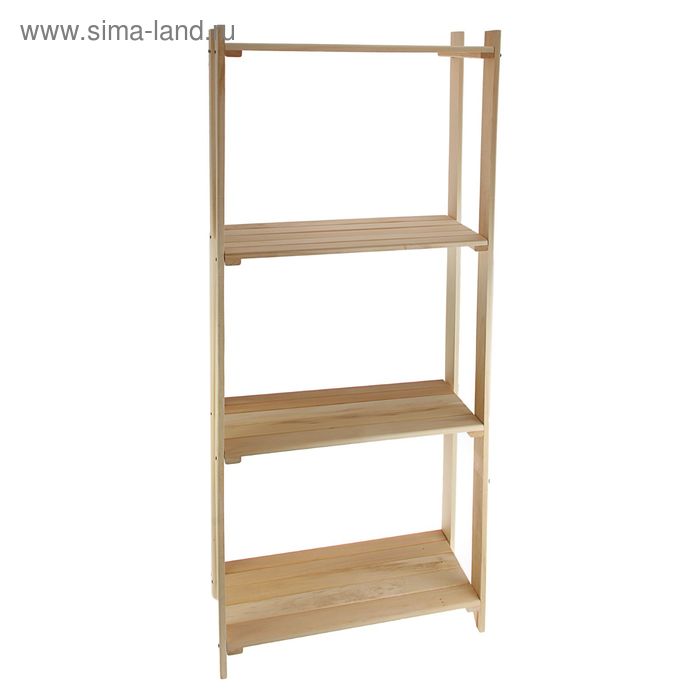 Стеллаж деревянный, 4 полки, 160×73×30 см, сосна, напольный, «Добропаровъ»