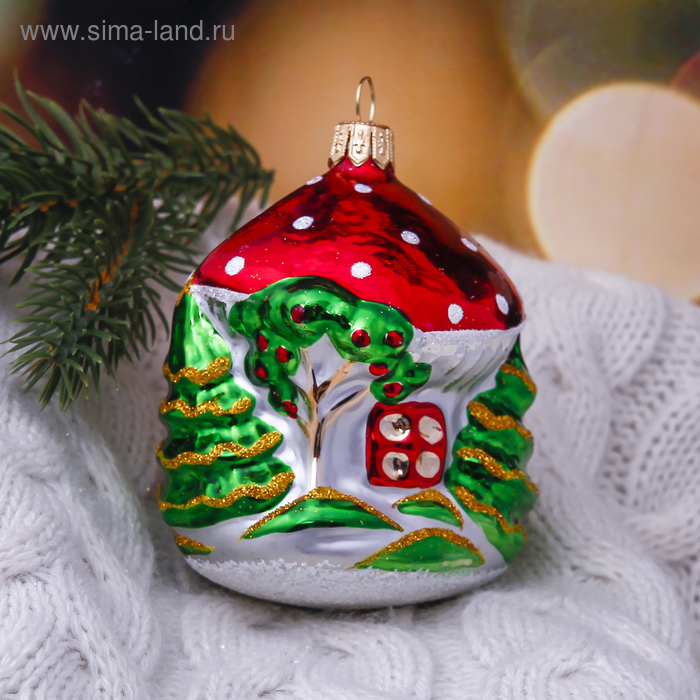 Ёлочная игрушка «Домик», ручная работа, d=7.4 см - Фото 1