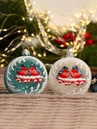 Ёлочный шар «Снегири», новогодний, d=7.5 см, МИКС - Фото 1